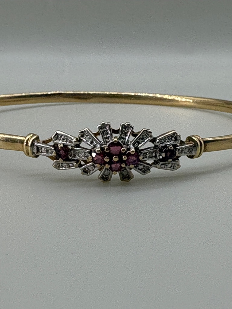 10k Bangle Ruby & Diamond Bracelet